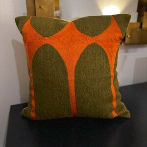 Vintage Jonathan Adler Orange Diamond Moss Base Pillow